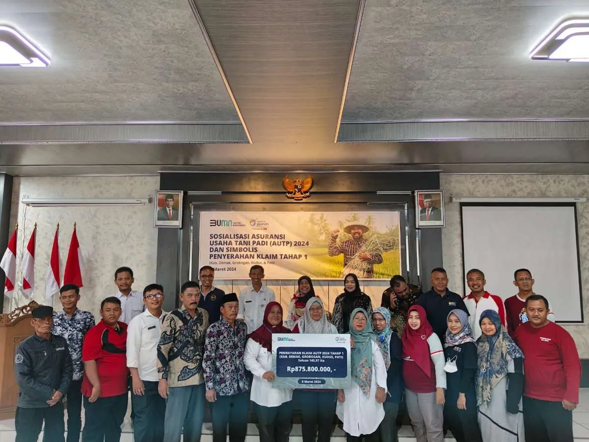 Jasindo Bayar Klaim Asuransi Usaha Tani Padi (AUTP) Tahap 1 Rp 876 Juta