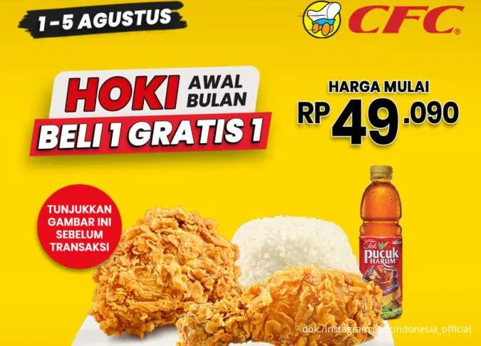 Hari Terakhir! Promo CFC Hoki Awal Bulan Buy 1 Get 1 Paket Astaga Mulai Rp 49.000-an
