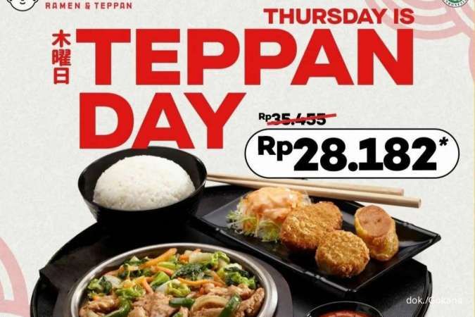 Promo Gokana Hari Ini 17 November 2022, Paket Thursday is Teppan Day Rp 28.182