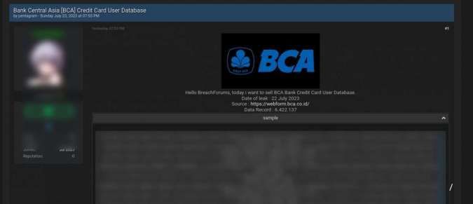 BCA Tepis Dugaan Kebocoran Data Terkait Kartu Kredit