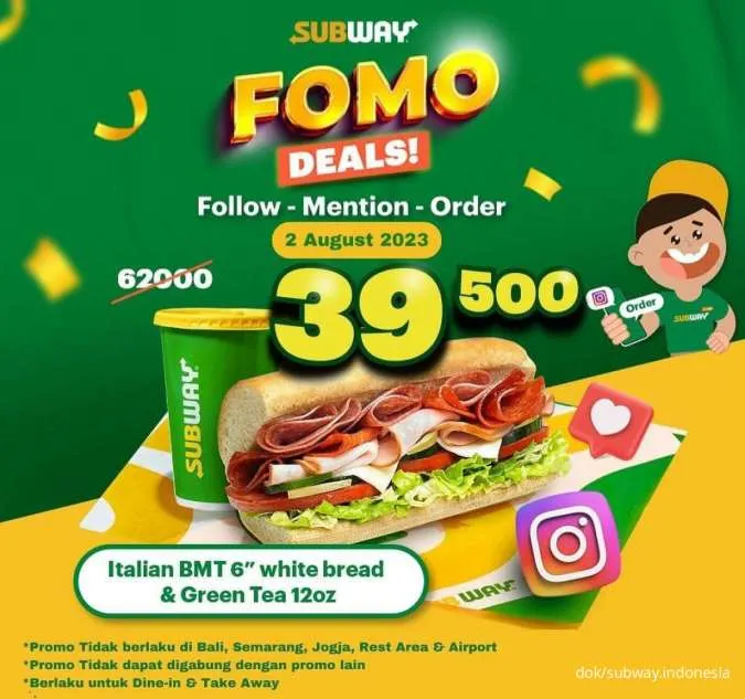 Promo Subway hari ini paket FOMO Deals