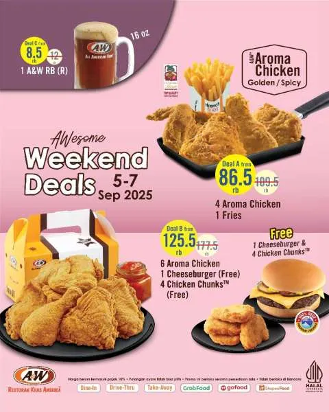 Promo A&W Weekend Deals 5-7 September 2025