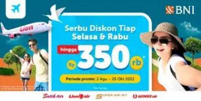 Promo Kartu Kredit BNI, Nikmati Diskon Tiket Pesawat di Traveloka hingga Rp 350.000