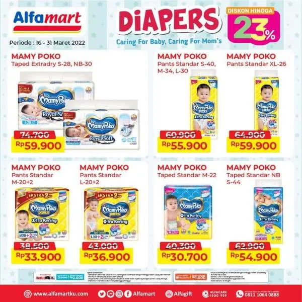 Promo Alfamart Diapers Diskon s/d 23% Periode 16-31 Maret 2022