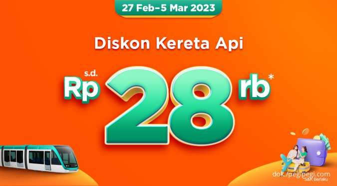 Promo PegiPegi Gajian 27 Feb - 5 Mar 2023, Diskon Tiket Kereta Api Hingga Rp 28.000
