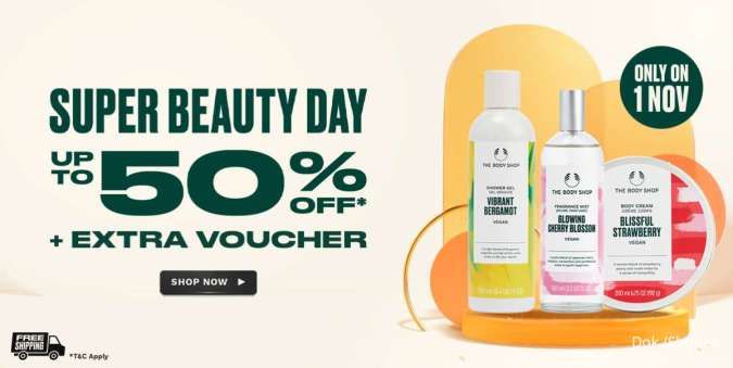 Promo The Body Shop Super Beauty Day Diskon s/d 50%, Berlaku Hanya 1 November 2023