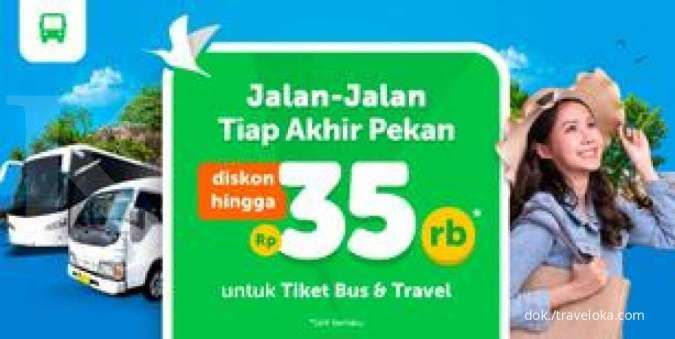 Promo Traveloka Akhir Pekan, Diskon Tiket Bus dan Travel Hingga Rp 35.000