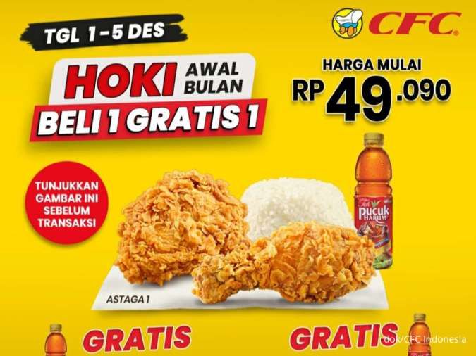 Promo CFC 1-5 Desember 2024, Paket Hoki Awal Bulan Beli 1 Gratis 1 Paket Ayam