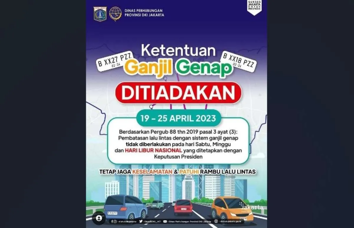 Bebas Ganjil Genap Jakarta Berakhir, Cek Jadwal dan Daftar Jalan di Sini!