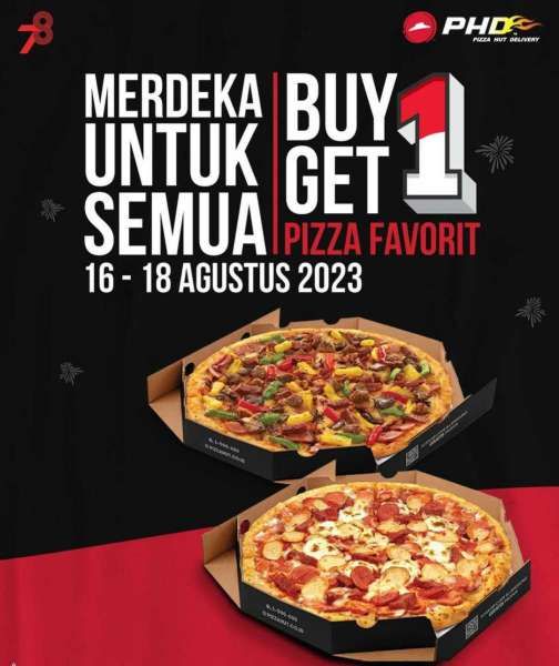 Promo pizza merdeka buy 1 get 1 ala Pizza Hut Delivery