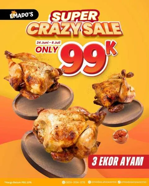 Promo Emados Super Crazy Sale 3 Ayam Rp 99.000