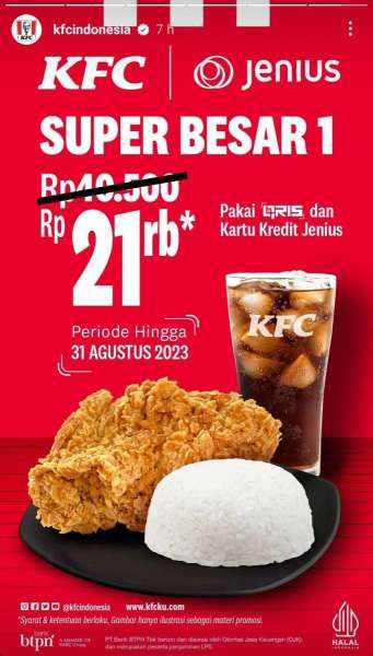 Promo KFC Terbaru Bersama Jenius di Agustus 2023