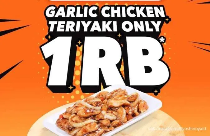 Promo Yoshinoya ShopeePay SpayLater 16-31 Agustus, Garlic Chicken Teriyaki Cuma 1.000