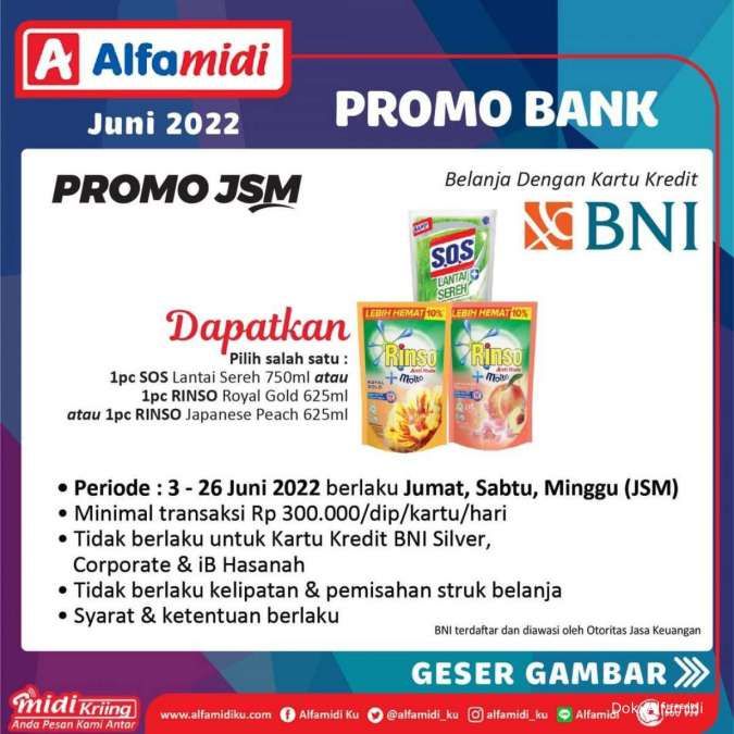 Promo Bank Alfamidi Periode Juni 2022, Nikmati Beragam Produk Serba Gratis 1!