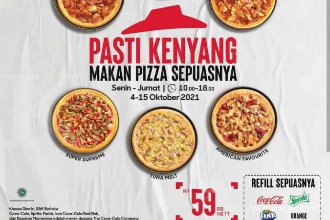 Promo Pizza Hut 4-15 Oktober 2021, All You Can Eat Rp 59.000 Senin-Jumat