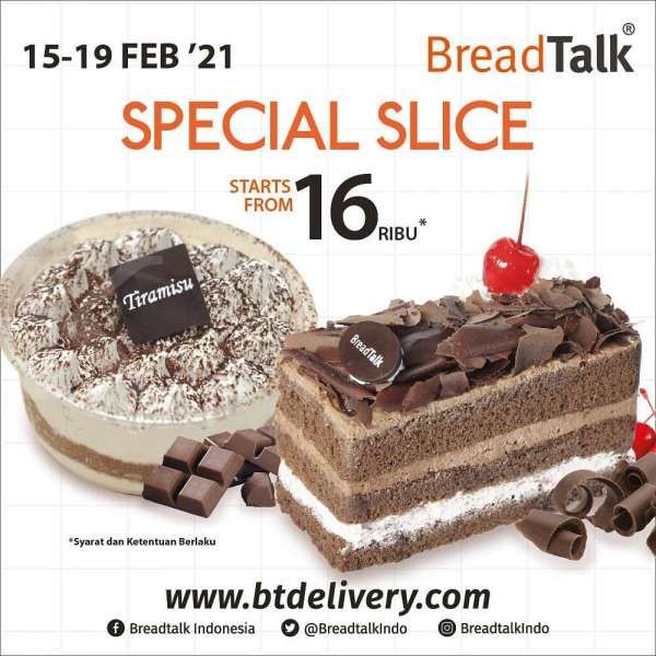 Promo BreadTalk periode 15-19 Februari 2021, slice cake mulai dari Rp 16.000!