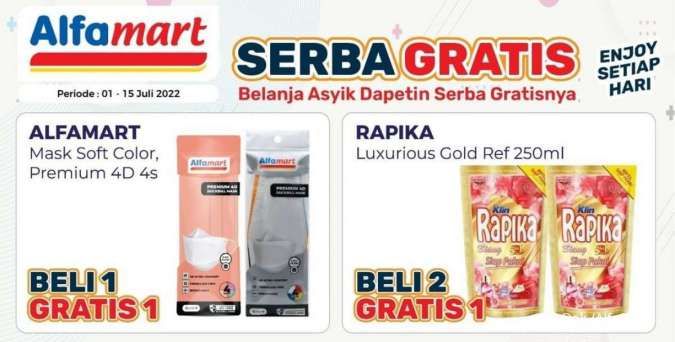 Promo Alfamart Serba Gratis sampai 15 Juli 2022, Beragam Produk Beli 1 Gratis 1