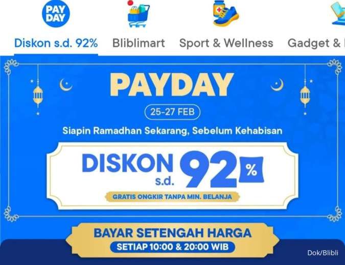 Promo Blibli Payday 25-27 Februari 2025, Diskon Besar Sampai 92% Spesial Gajian Hemat