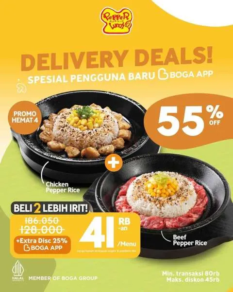 Promo Pepper Lunch Delivery Deals Diskon 55%