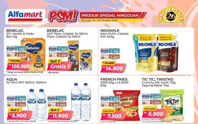 Promo PSM Alfamart Periode 16-23 Oktober 2025, Susu Bebelac UHT Beli 2 Gratis 1