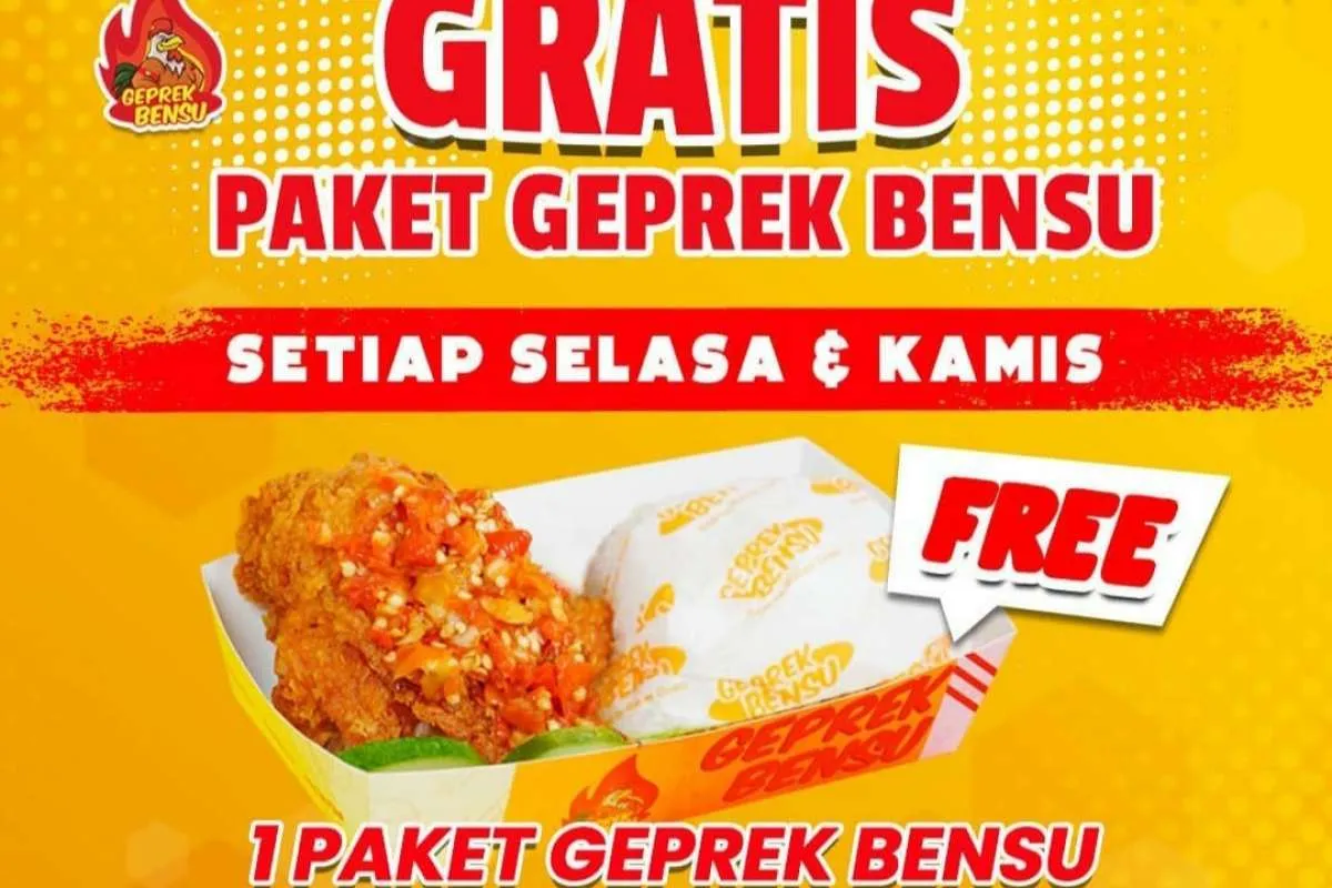Promo Geprek Bensu 20 Januari 2022, Ada Gratis 1 Paket Geprek Bensu via GrabKitchen