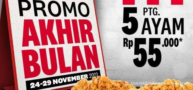 Promo KFC 5 Ayam Rp 55.000-an, Makan Hemat Akhir Bulan Sampai 29 November 2023