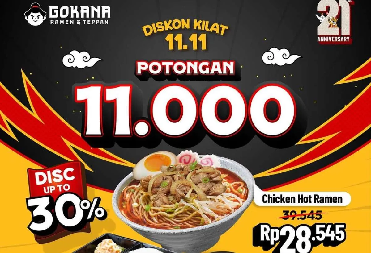 Promo 11.11 November 2025 di Yoshinoya, Gokana Ramen, CGV & Tomoro Coffee