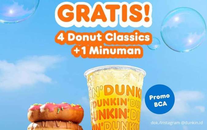 Khusus Kamis! Promo Dunkin Beli 8 Gratis 4 Donut + Minuman, Cuma Rp 115.000-an Saja