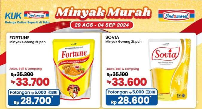 Promo Indomaret Minyak Murah s/d 4 September 2024, Ekstra Diskon Rp 5.000 Pakai BRI