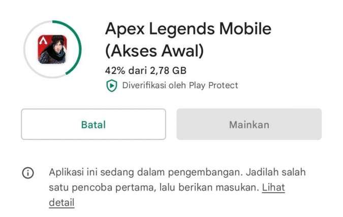 Ukuran file download Apex Legends Mobile Android