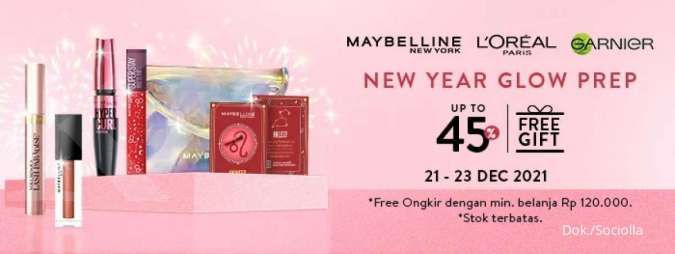 Promo Skincare dan Makeup Maybelline, L’Oreal Paris dan Garnier Diskon hingga 45%