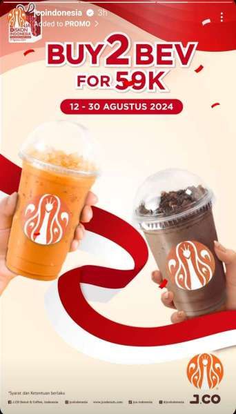 Promo J.CO Spesial Kemerdekaan 12-30 Agustus 2024