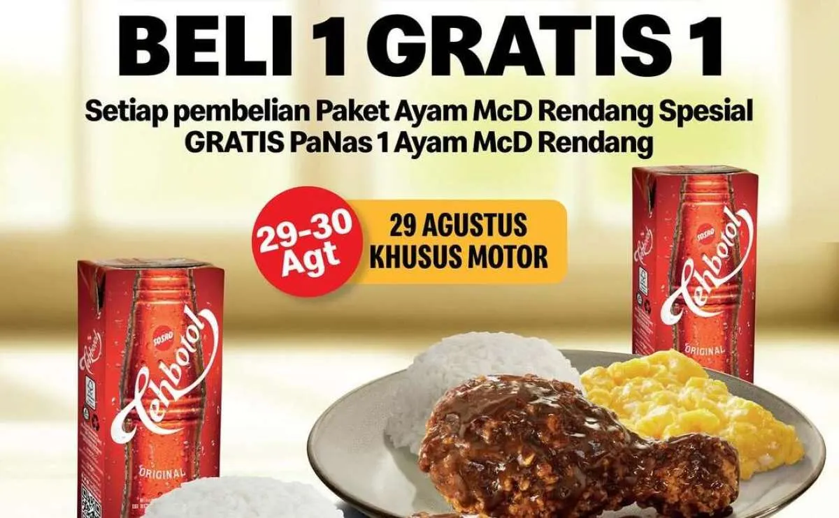 Promo McD Drive Thru 29-30 Agustus 2025, Beli 1 Gratis 1 Paket Ayam McD Rendang