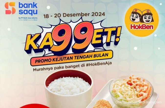 Promo HokBen dengan Bank Saqu 18-20 Desember 2024, Hoka Hemat Cuma Rp 9.900