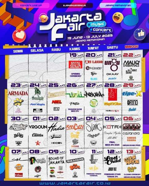 Jadwal Konser Musik Jakarta Fair 2025
