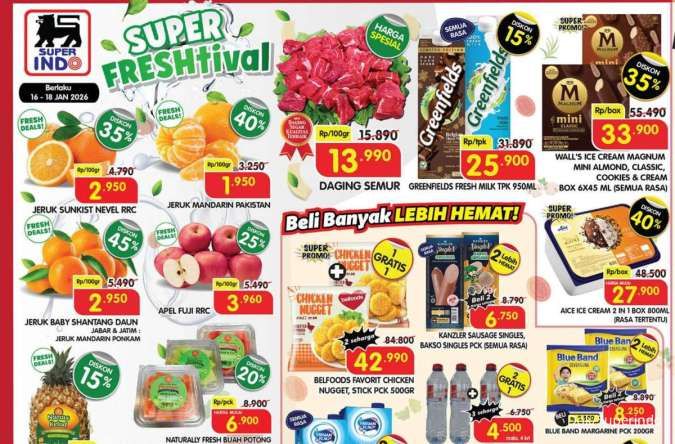 Promo JSM Superindo 16-18 Januari 2026, Susu UHT & Daging Lebih Murah