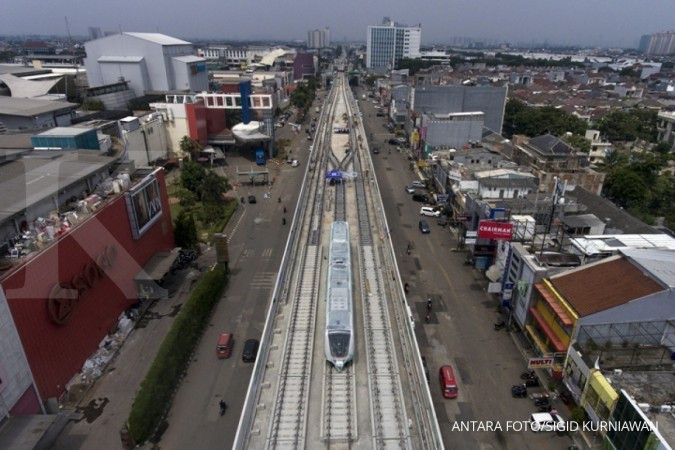 Rangkaian kereta LRT Kelapa Gading-Velodrome sudah tiba di Jakarta