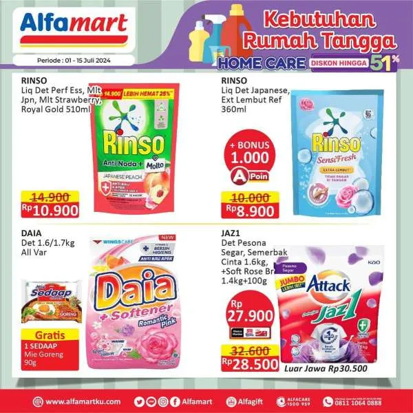 Promo Alfamart Home Care Diskon s/d 51% Periode 1-15 Juli 2024