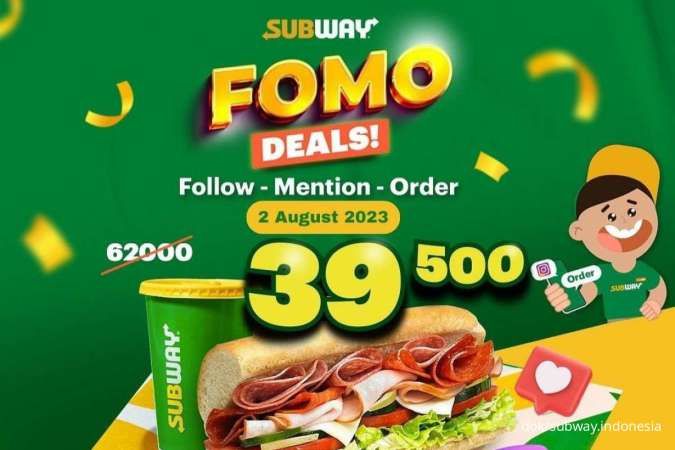 Promo Subway Hari Ini 2 Agustus 2023, FOMO Deals Diskon Jadi Rp 39.500