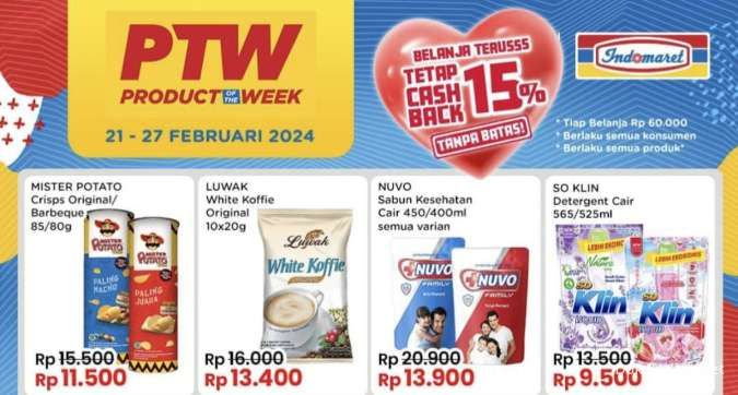 Promo PTW Indomaret Periode 21-27 Februari 2024, Harga Hemat Sepekan Mulai Rp5.000-an