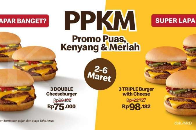 Promo PPKM McD 2-6 Maret 2022, Beli 3 Cheeseburger Dapat Diskon Besar-besaran!