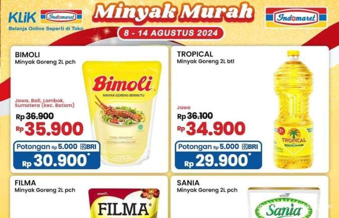 Promo Minyak Goreng Murah di Indomaret 8-14 Agustus 2024, Cek Promo Alfamart-Tip Top