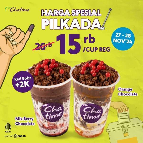 Promo Pilkada 2024 di Chatime 27-28 November 2024