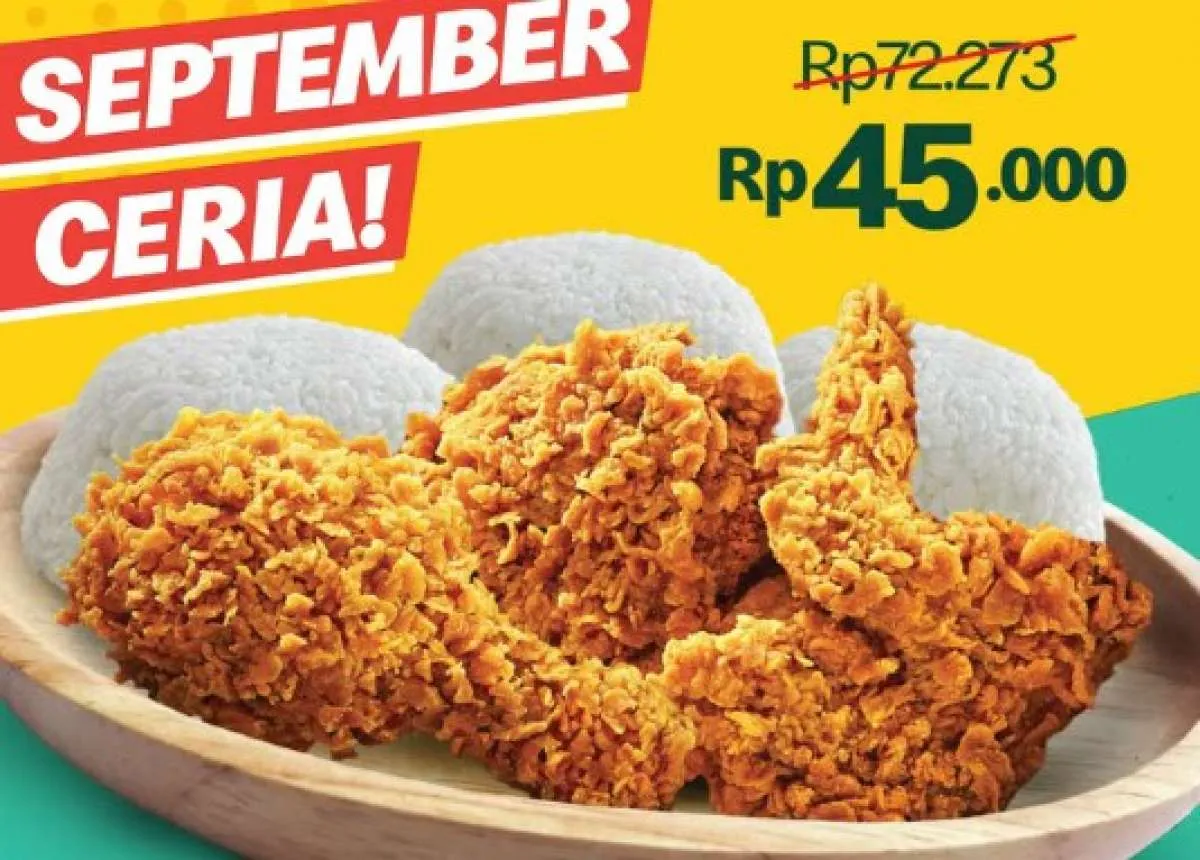 Promo McD 17-21 September, dapatkan 3 ayam goreng dan 3 nasi hanya Rp 45.000 saja