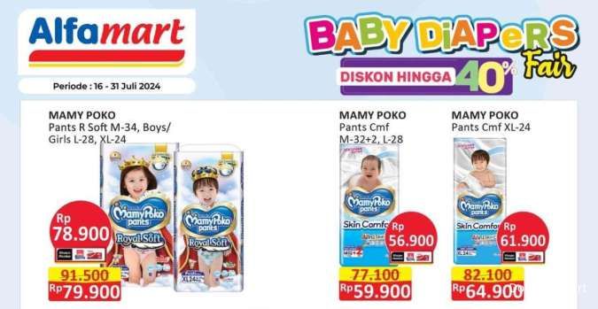 Promo Alfamart Baby Diapers Fair 16-31 Juli 2024, Popok Anak Diskon s/d 40%