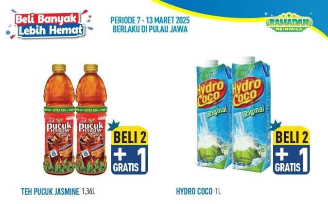 Promo Hypermart Beli Banyak Lebih Hemat s/d 13 Maret 2025, Beli 2 Gratis 1 Teh 1Liter