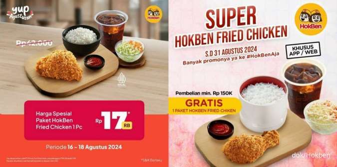 Promo Hokben x Think Yup 16-18 Agustus 2024, Paket Ayam Harga Spesial Rp 17.000