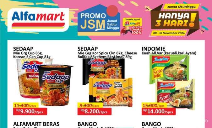 Promo JSM Alfamart Berakhir Hari Ini 10 November 2024, Mie Sedaap Beli 3 Lebih Murah