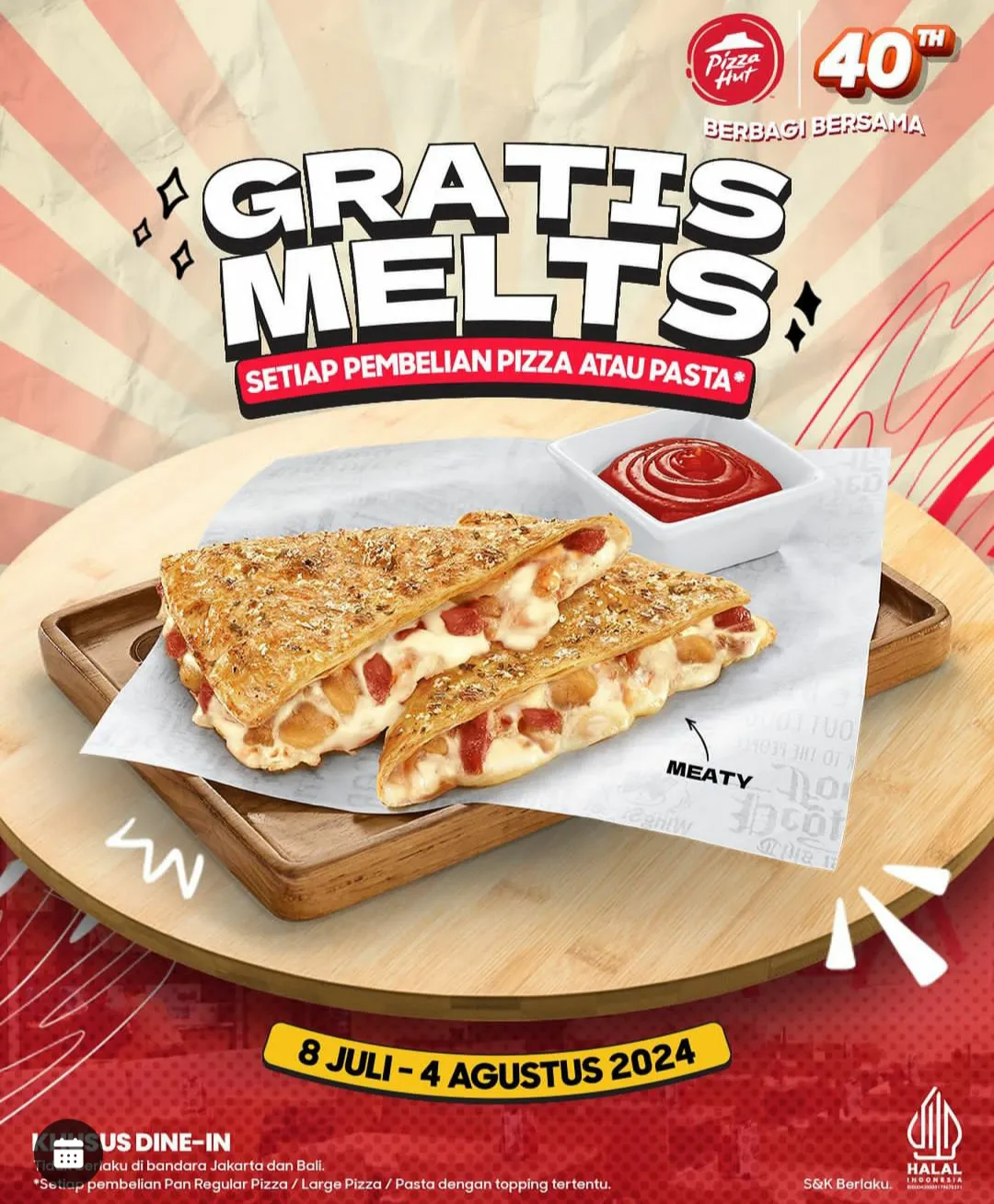 Pizza Hut gratis 1 Melts pizza