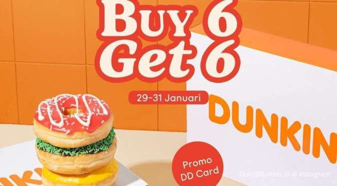 Promo Dunkin Payday Beli 6 Gratis 6 Donut Mulai 29 Januari 2024, Ada Beli 7 Gratis 5